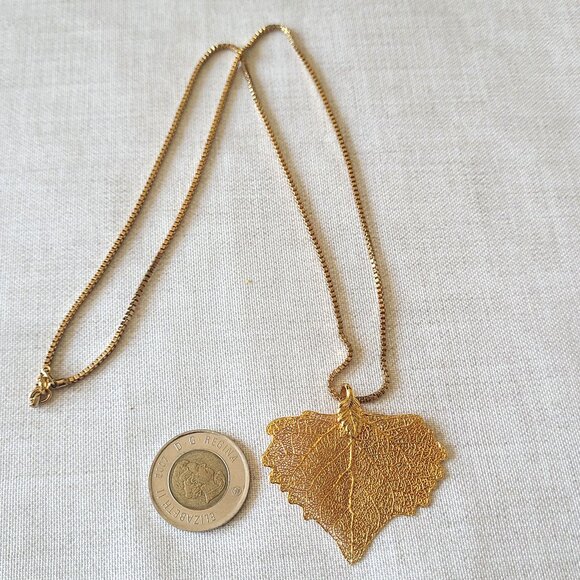 Gilded Natural Aspen Leaf Necklace - Picture 2 of 8